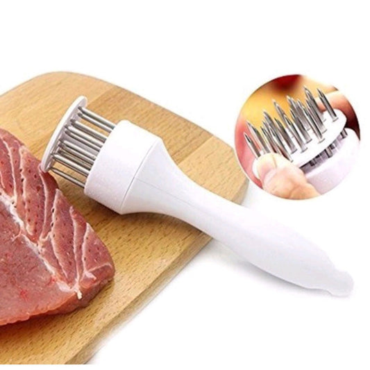 Amaciador Batedor De Carne Bife Com Furador Manual Aço Inox